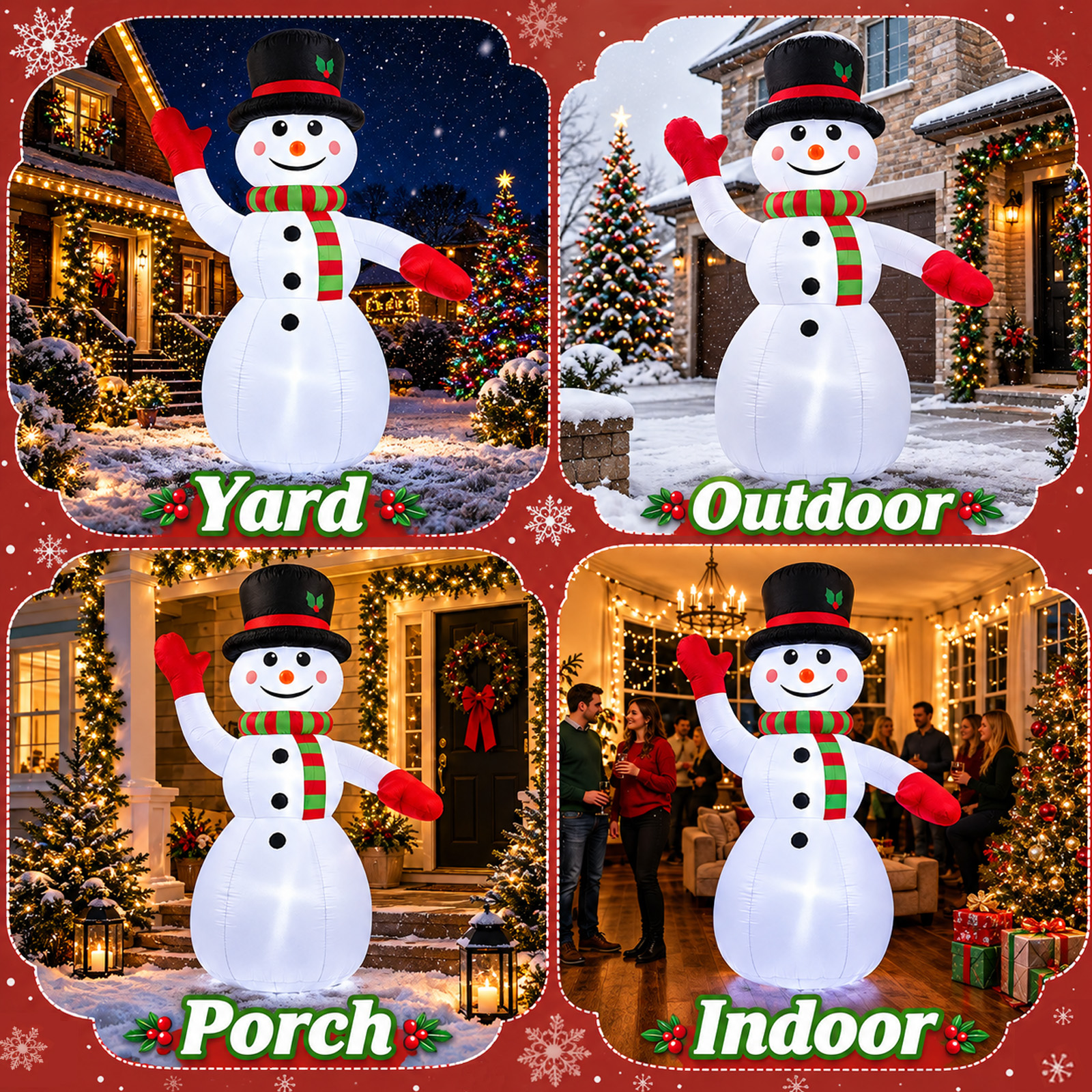 8ft Snowman Christmas Inflatables, Blow up with LED Lights Built-in for Holiday/Party/Yard/Garden Decoration details