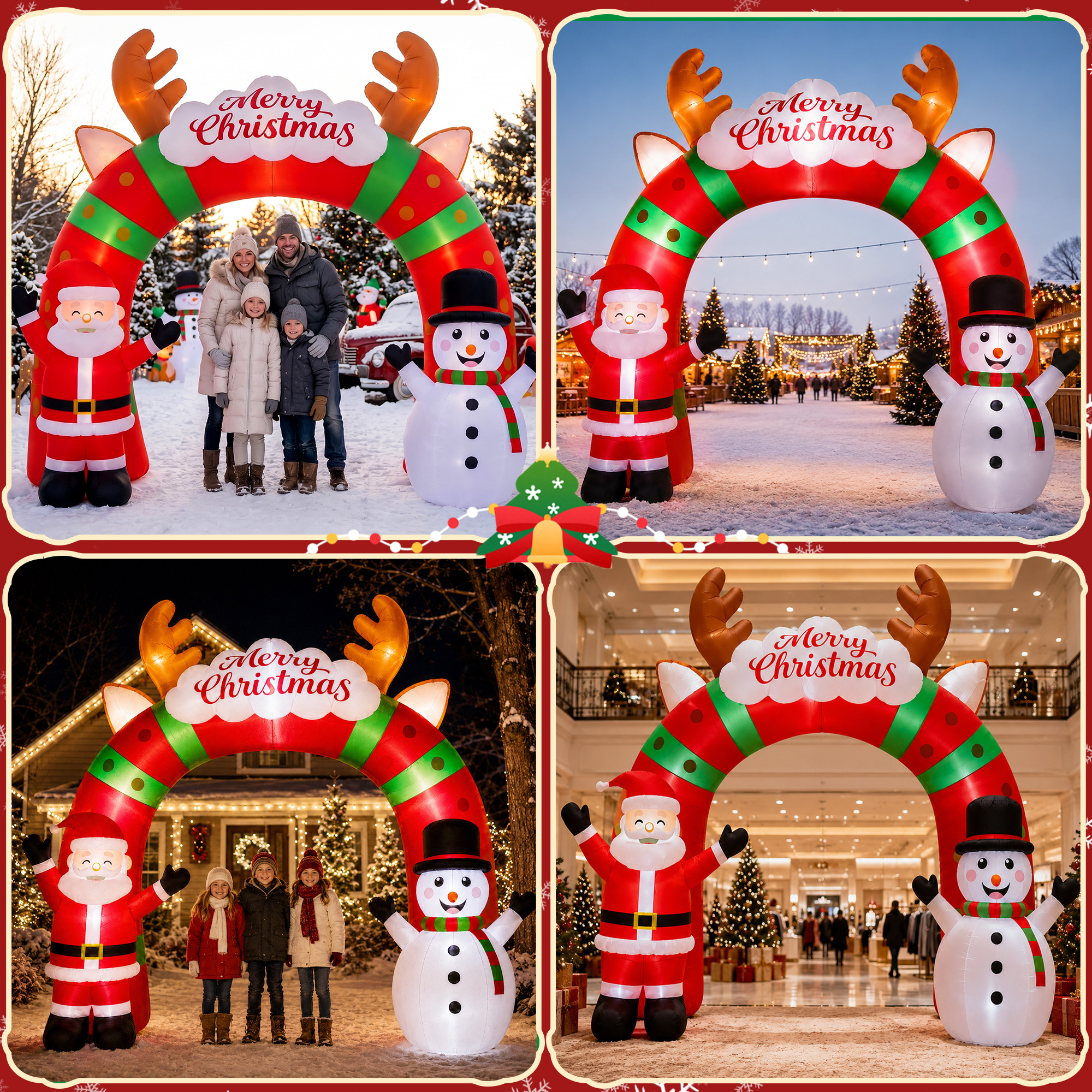 12 FT Long Christmas Inflatable Archway with Santa, Snowman and LED Lights for Outdoor Christmas Yard Decoration details